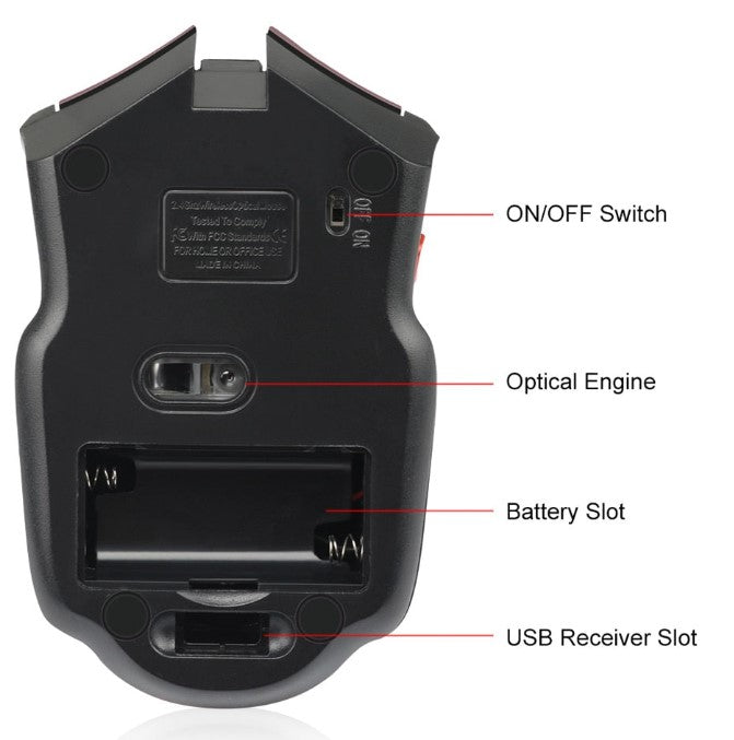 Souris optique Sans fil 2.4GHz , Souris avec récepteur USB Gamer 1600DPI 6 boutons souris pour ordinateur PC ordinateur portable accessoires